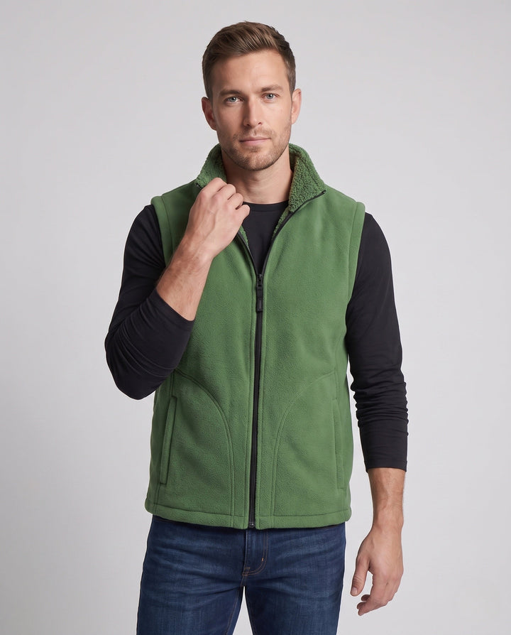 Herr Thermo Fleece Väst med Double-Sided Sherpa Innerfoder och Dragkedja Fickor