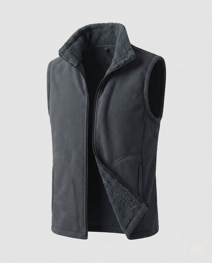 Herr Thermo Fleece Väst med Double-Sided Sherpa Innerfoder och Dragkedja Fickor