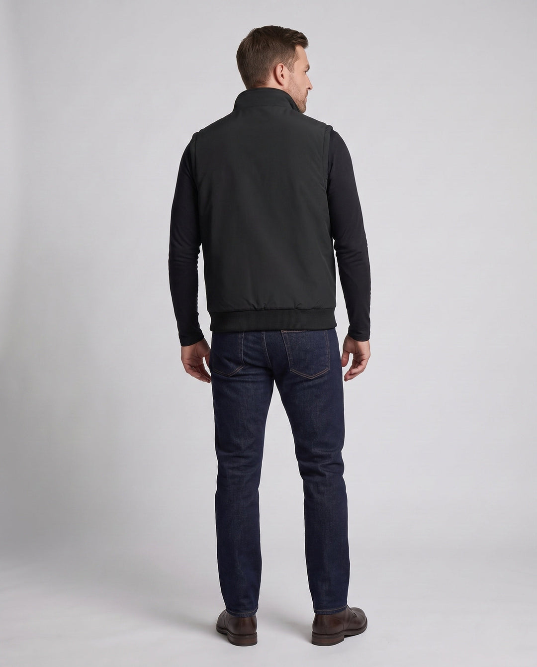 Herr Thermo Fleece Väst med Imitation Päls Foder, Ståkrage och Lockfickor