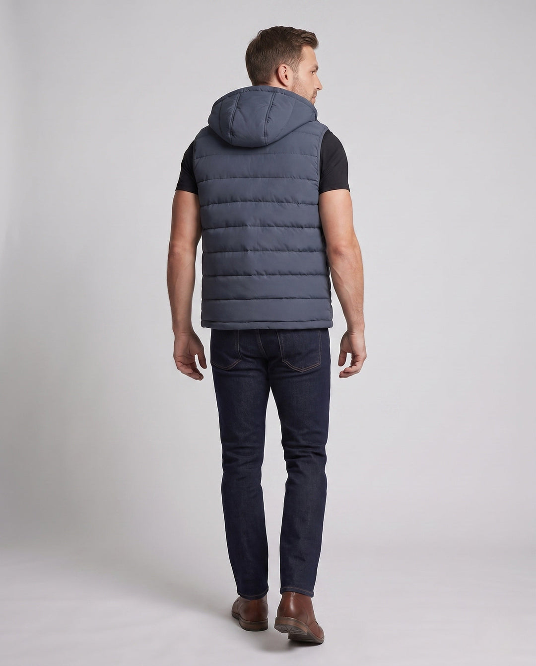 Herr Ultra-Warm Vadderad Väst med Huva, Fleece Innerfoder och Vindtät Ytter Skal