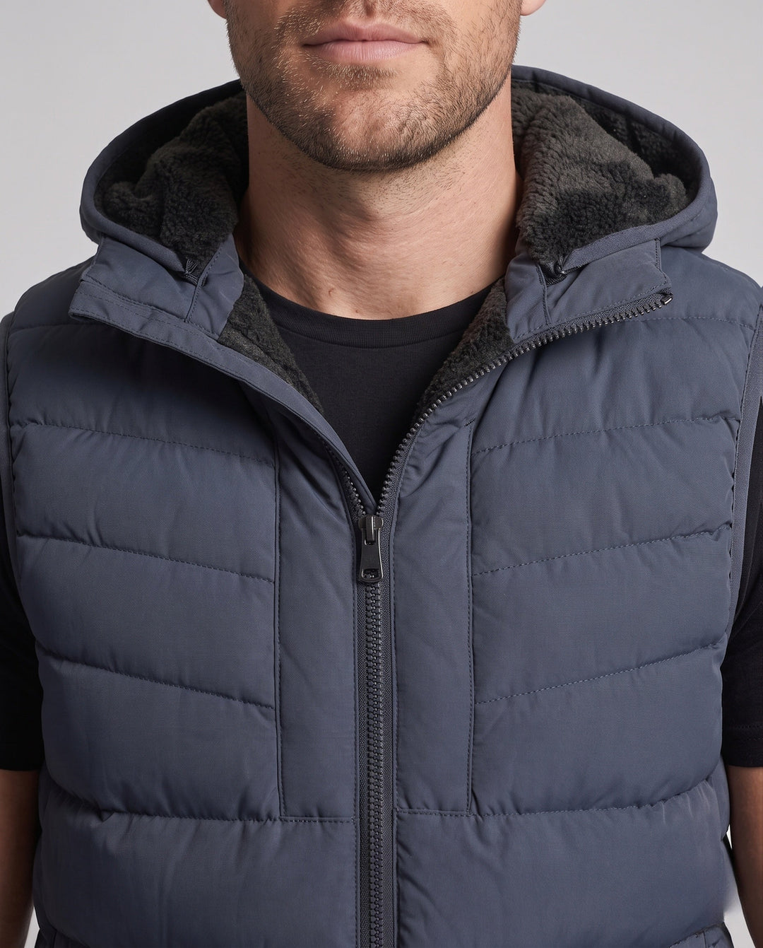 Herr Ultra-Warm Vadderad Väst med Huva, Fleece Innerfoder och Vindtät Ytter Skal
