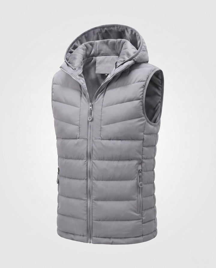 Herr Ultra-Warm Vadderad Väst med Huva, Fleece Innerfoder och Vindtät Ytter Skal