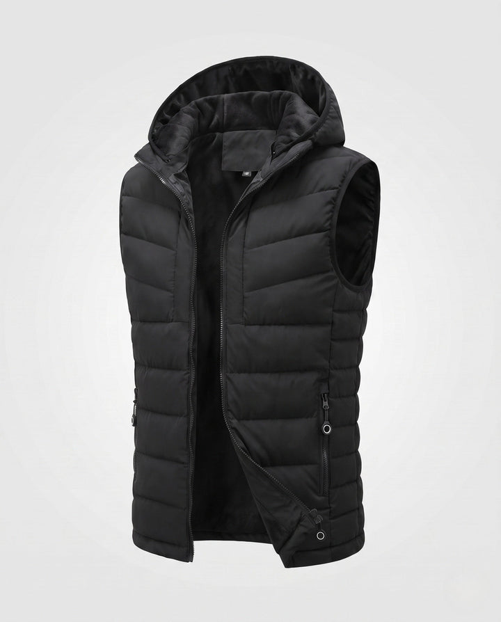 Herr Ultra-Warm Vadderad Väst med Huva, Fleece Innerfoder och Vindtät Ytter Skal