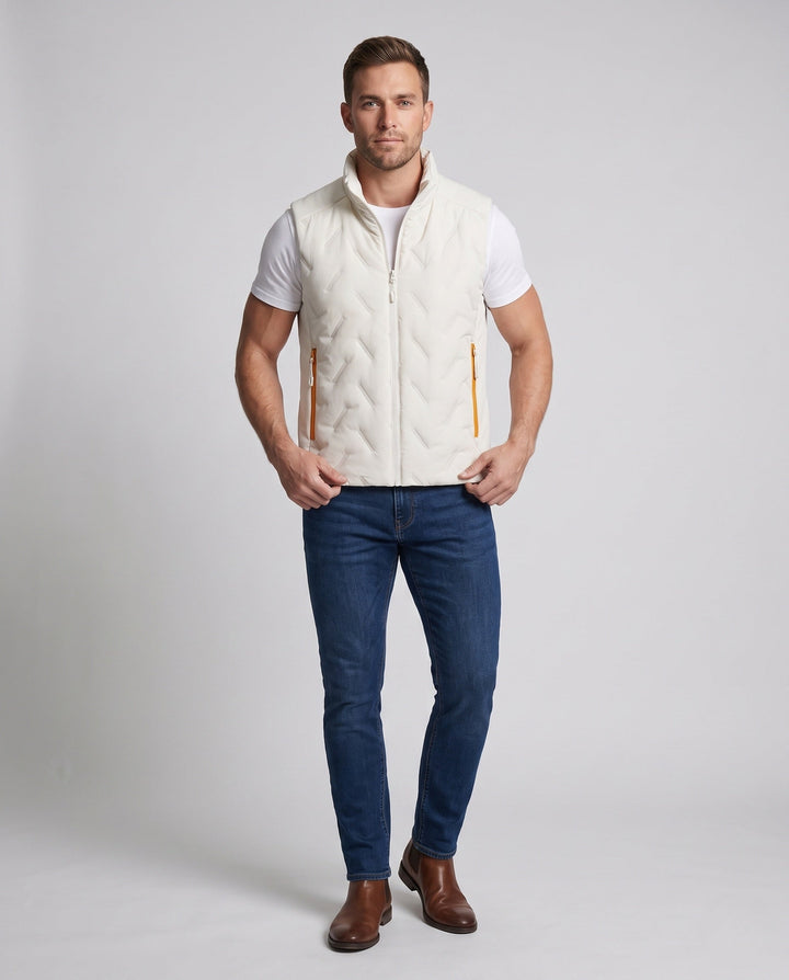 Unisex lätt kviltad Insulated väst med ståkrage och kontrast fickor