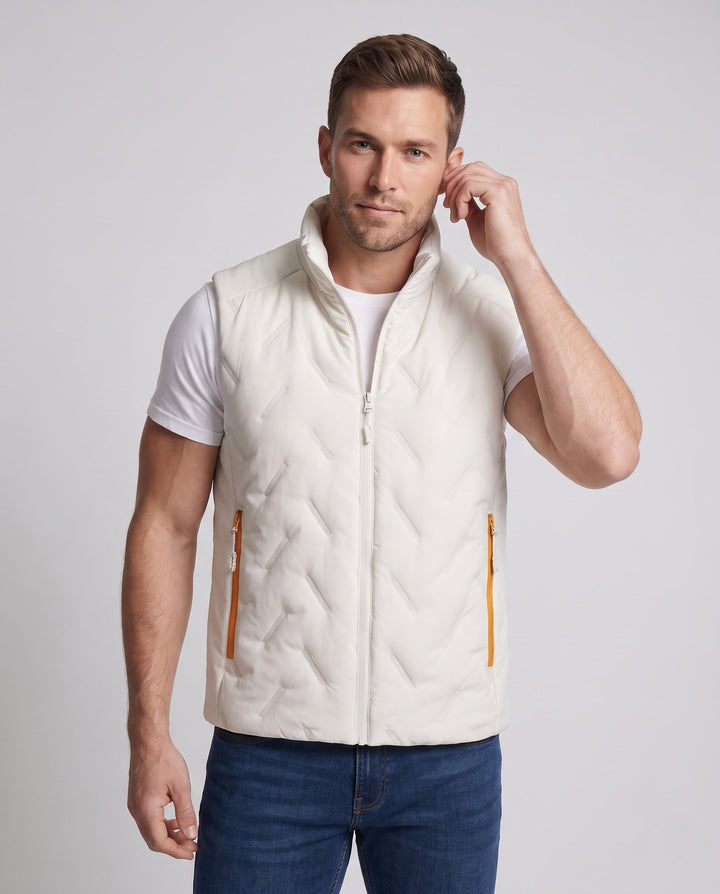Unisex lätt kviltad Insulated väst med ståkrage och kontrast fickor