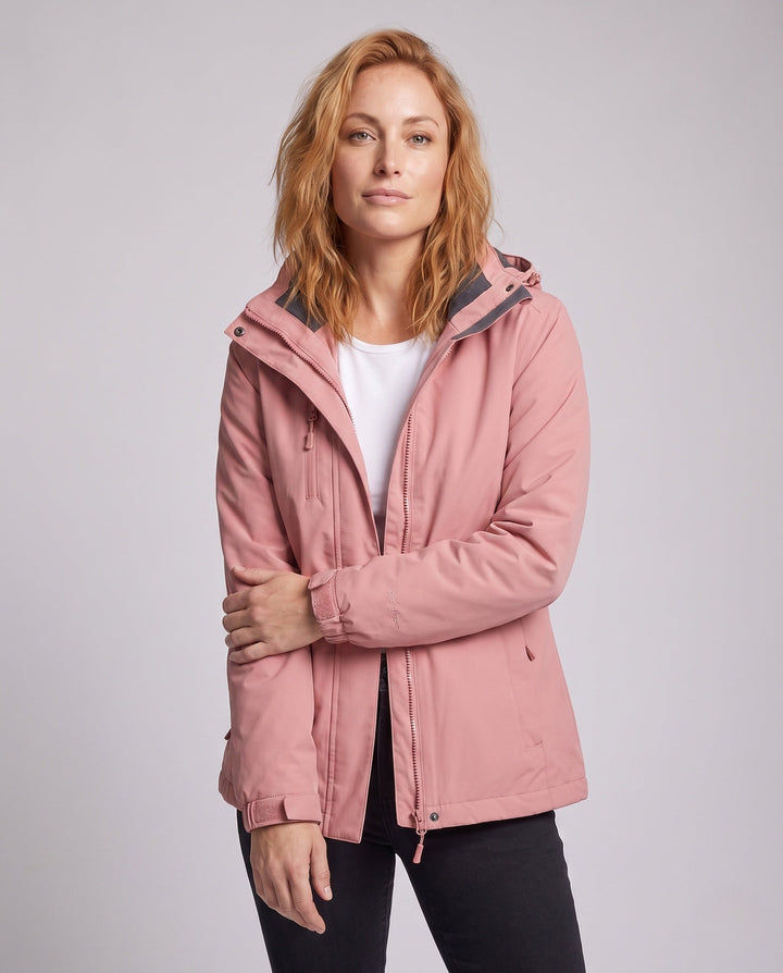 Dam softshell parka med removable fleece inner jacka och justerbar huva