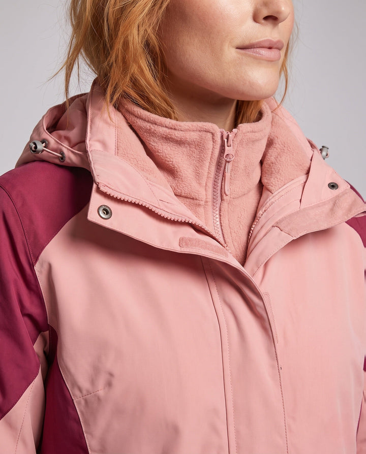 Dam två-in-One softshell och fleece utomhusjacka med huva