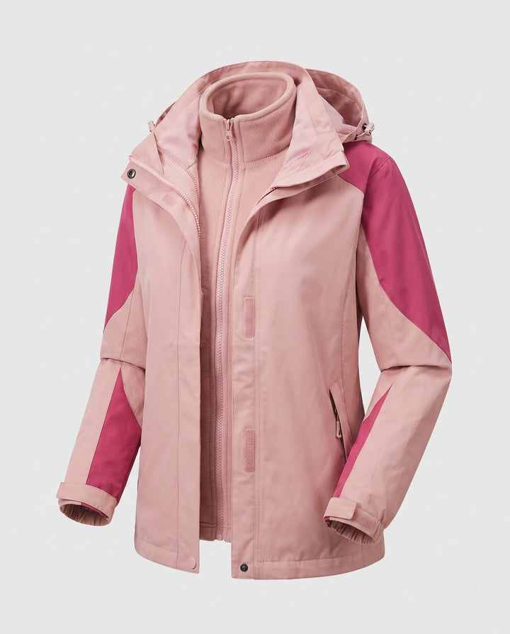 Dam två-in-One softshell och fleece utomhusjacka med huva