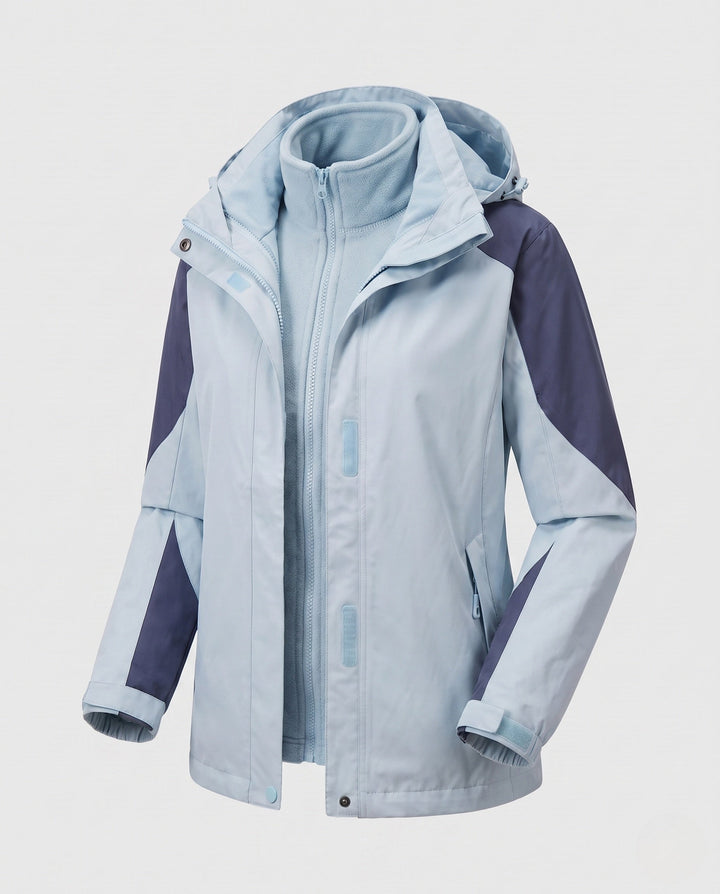 Dam två-in-One softshell och fleece utomhusjacka med huva