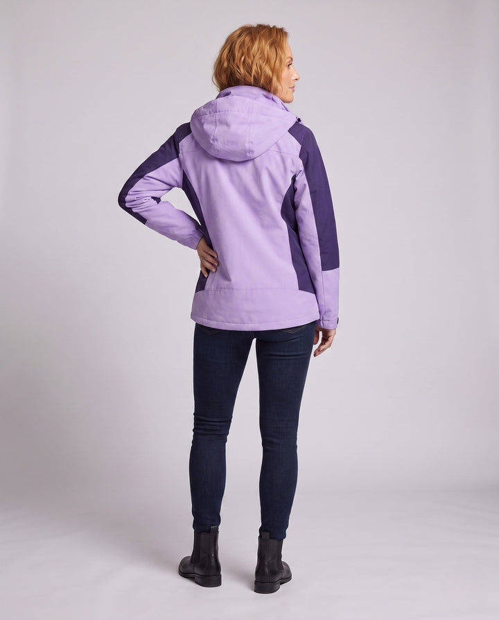 Dam två-layer softshell parka med warming fleece inner foder och justerbar huva