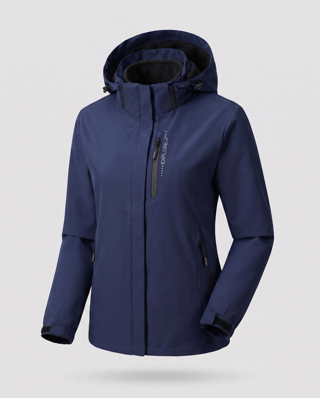 Dam två-layer softshelljacka med removable fleece inner layer och justerbar huva