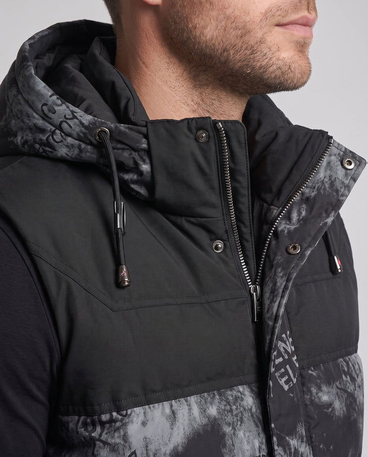 Herr Sleeveless Termisk Vadderad Väst med Justerbar Huva och Warming Isolering Filling