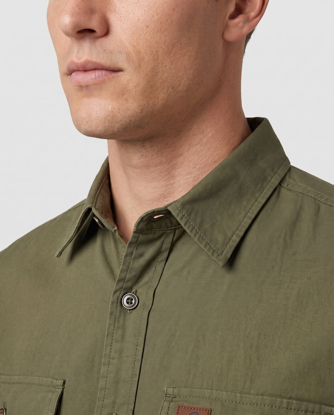 Herr Canvas Funktion Overshirt med Bröst Utanpåfickor och Casual Skjortkrage