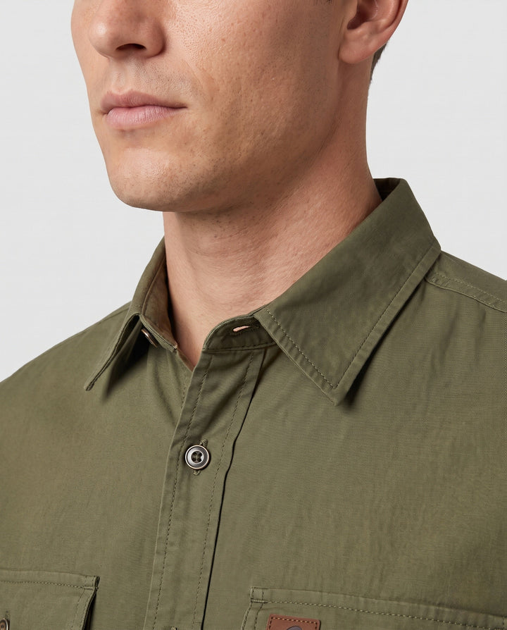 Herr Canvas Funktion Overshirt med Bröst Utanpåfickor och Casual Skjortkrage