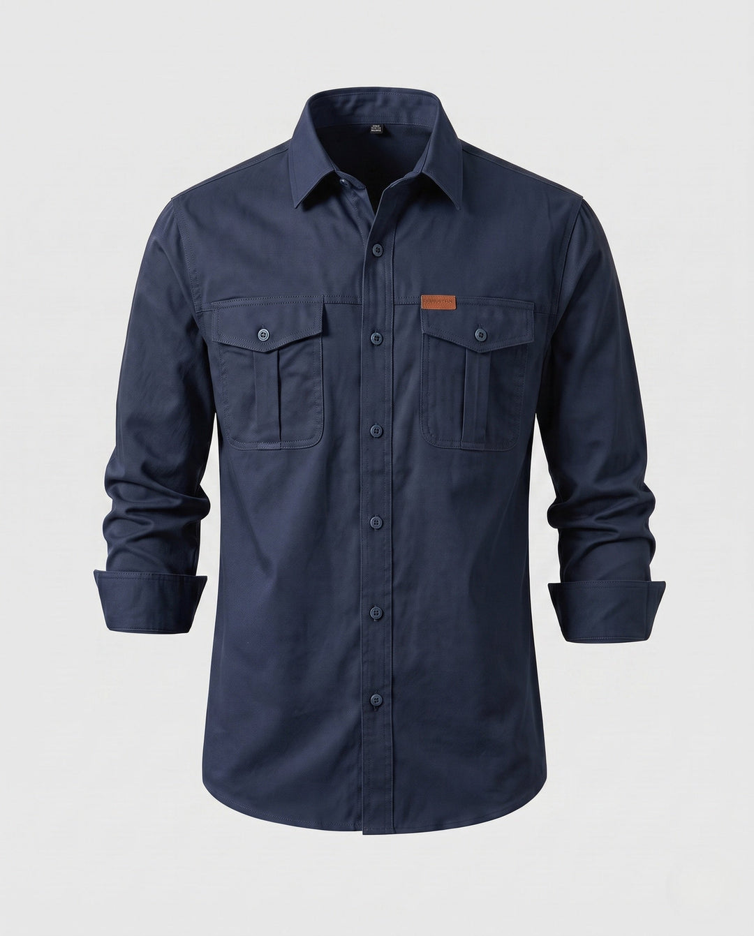 Herr Canvas Funktion Overshirt med Bröst Utanpåfickor och Casual Skjortkrage