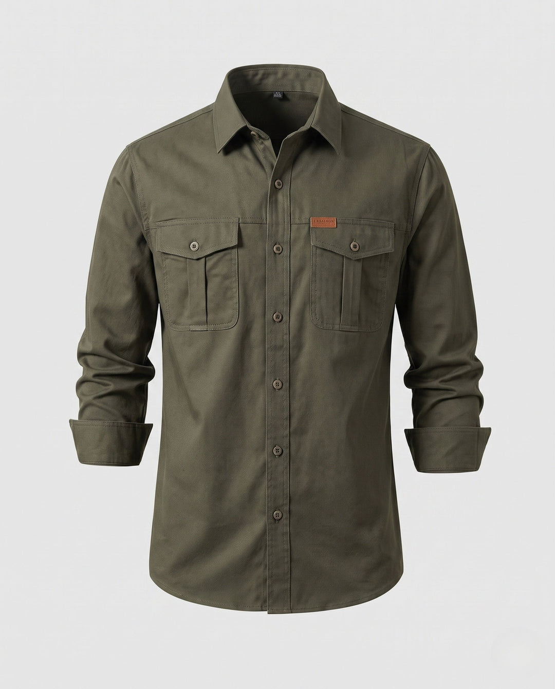Herr Canvas Funktion Overshirt med Bröst Utanpåfickor och Casual Skjortkrage