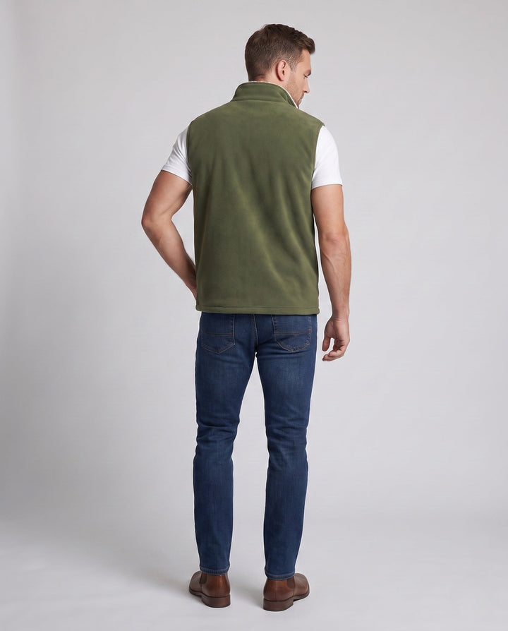 Herr Fleece Väst med Hög Ståkrage, Hel Dragkedja och Sidofickor