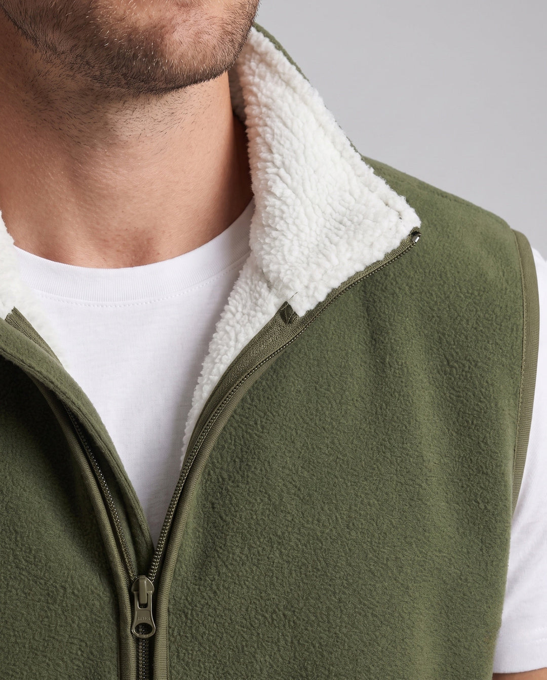Herr Fleece Väst med Hög Ståkrage, Hel Dragkedja och Sidofickor