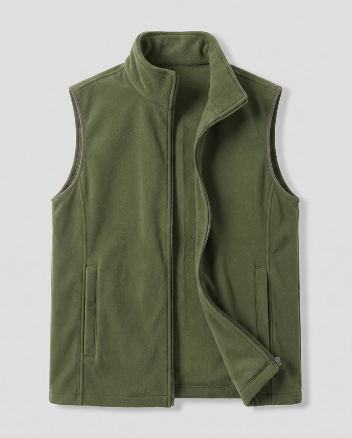 Herr Fleece Väst med Hög Ståkrage, Hel Dragkedja och Sidofickor