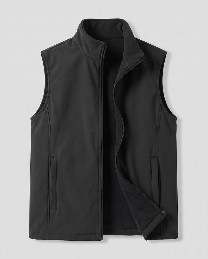 Herr Fleece Väst med Hög Ståkrage, Hel Dragkedja och Sidofickor