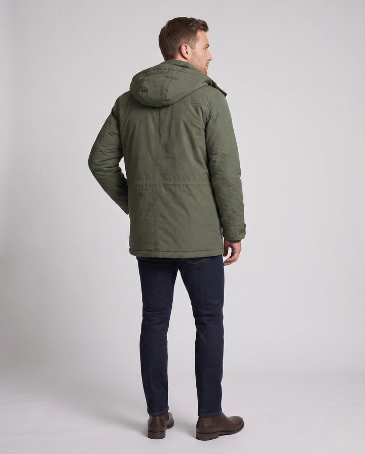 Herr Vadderad Canvas Fält Parkas med Huva, Thermo Isolering och Multifunktionell Fickor