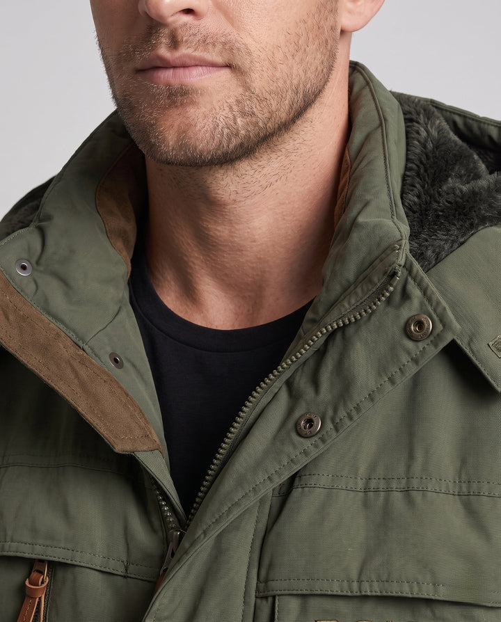 Herr Vadderad Canvas Fält Parkas med Huva, Thermo Isolering och Multifunktionell Fickor