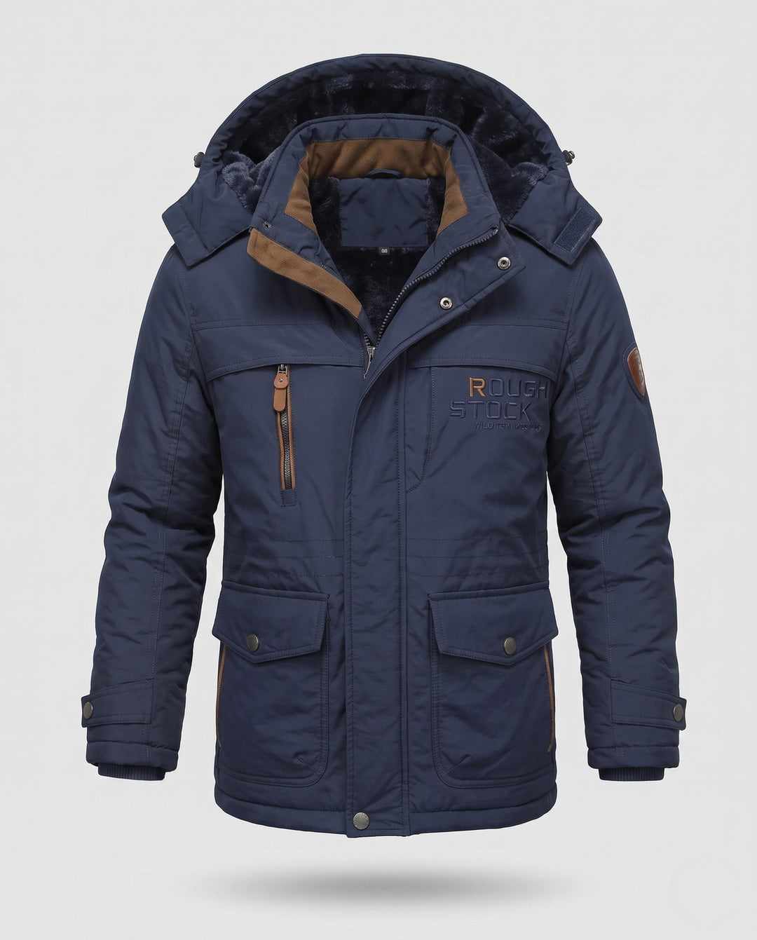 Herr Vadderad Canvas Fält Parkas med Huva, Thermo Isolering och Multifunktionell Fickor