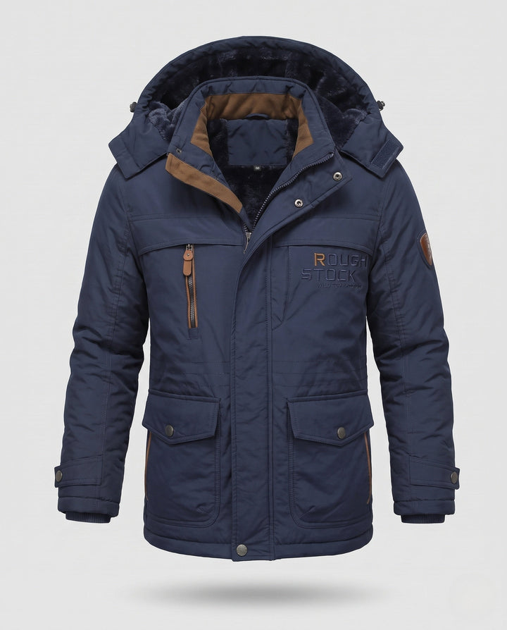 Herr Vadderad Canvas Fält Parkas med Huva, Thermo Isolering och Multifunktionell Fickor