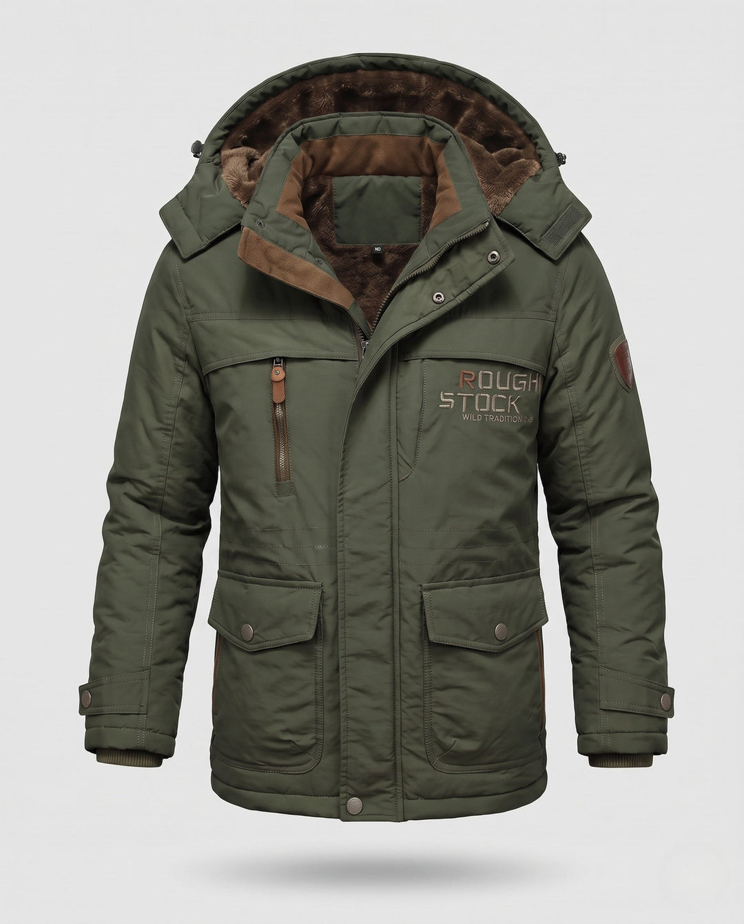 Herr Vadderad Canvas Fält Parkas med Huva, Thermo Isolering och Multifunktionell Fickor