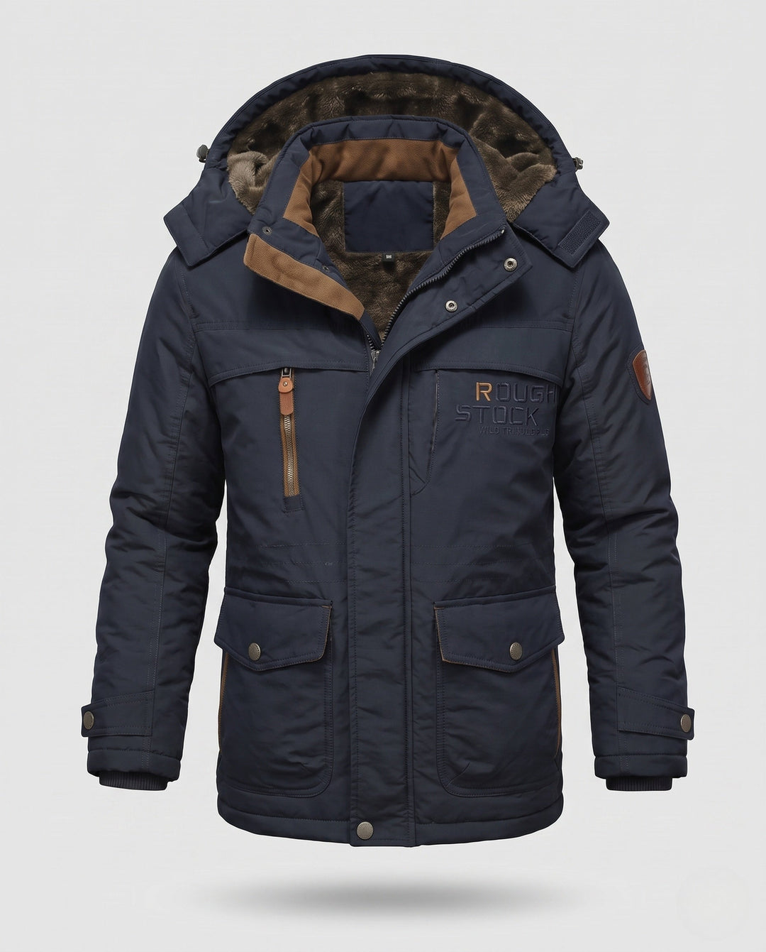 Herr Vadderad Canvas Fält Parkas med Huva, Thermo Isolering och Multifunktionell Fickor
