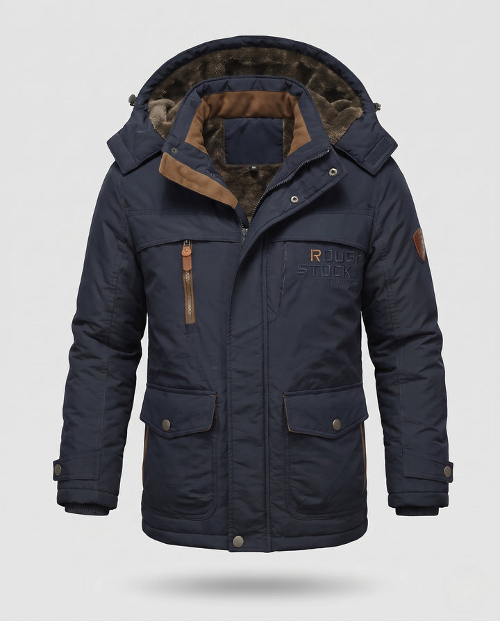Herr Vadderad Canvas Fält Parkas med Huva, Thermo Isolering och Multifunktionell Fickor