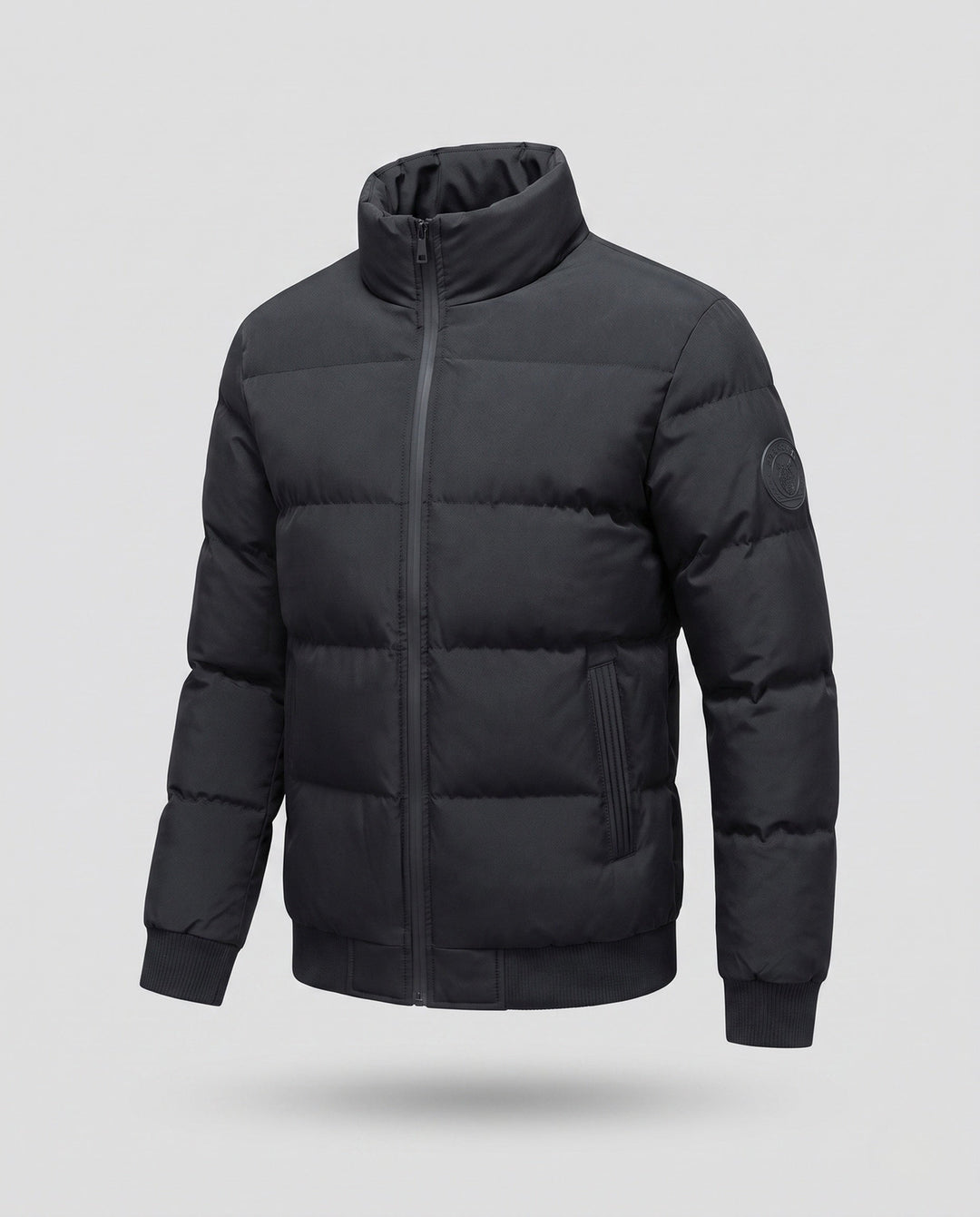 Herr Kort Blouson i Quiltad Puffer Look med Vindtät Ytterlager och Ribbstickad Finishes
