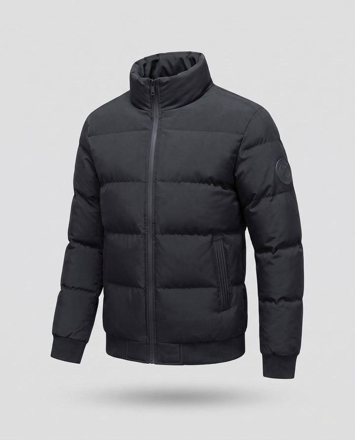 Herr Kort Blouson i Quiltad Puffer Look med Vindtät Ytterlager och Ribbstickad Finishes