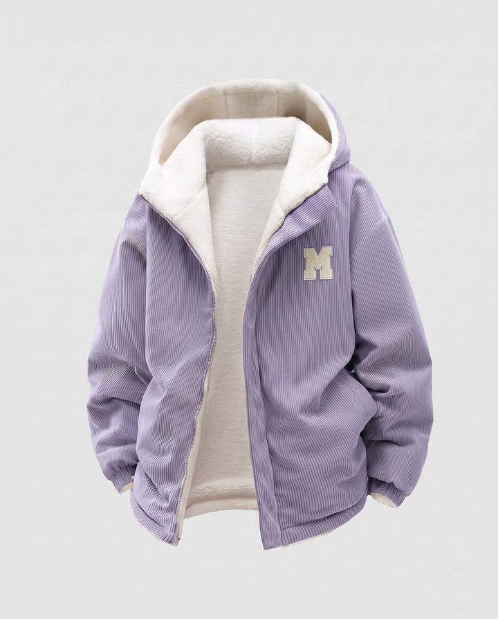 Dam fleece lined cord jacka
