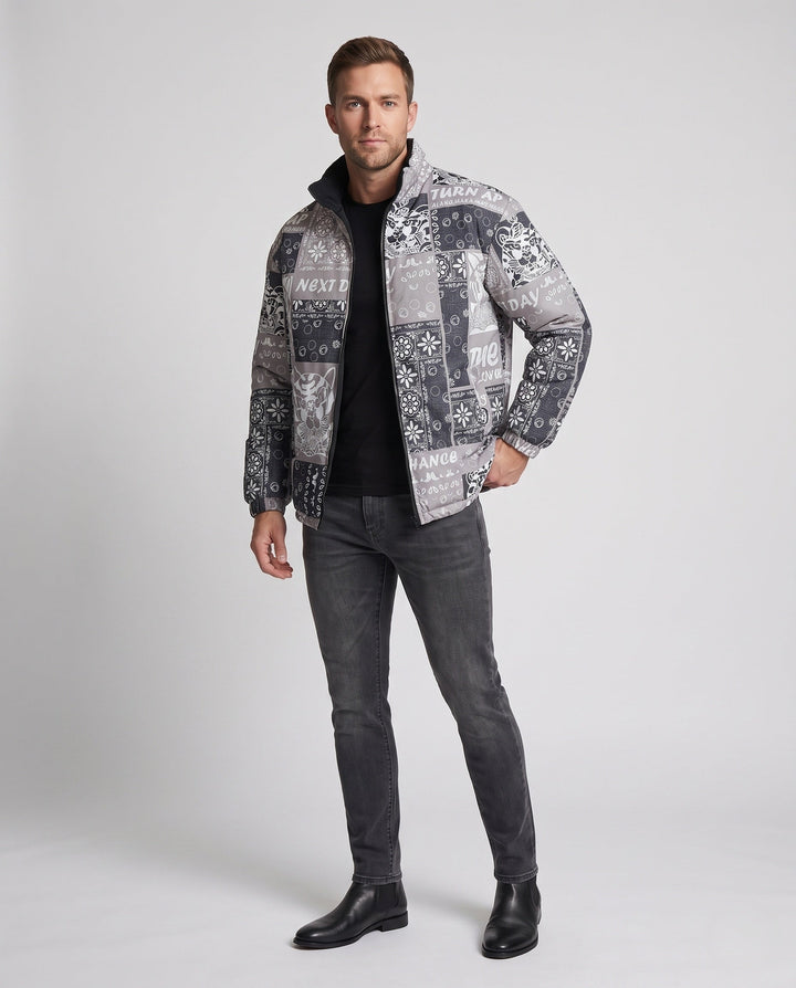 Herr Patterned Puffer Jacka