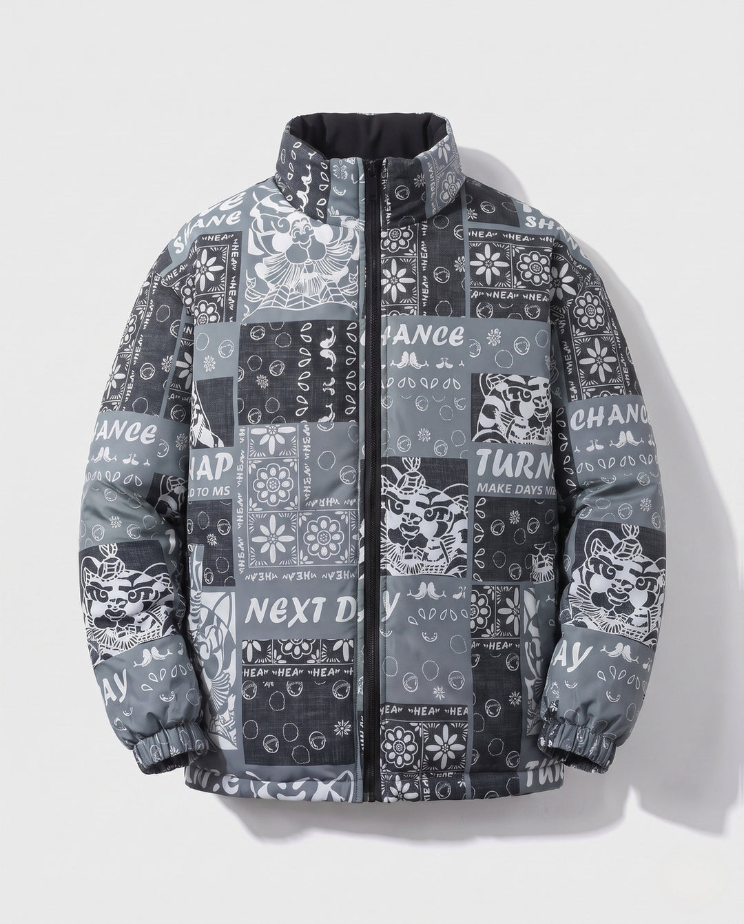 Herr Patterned Puffer Jacka