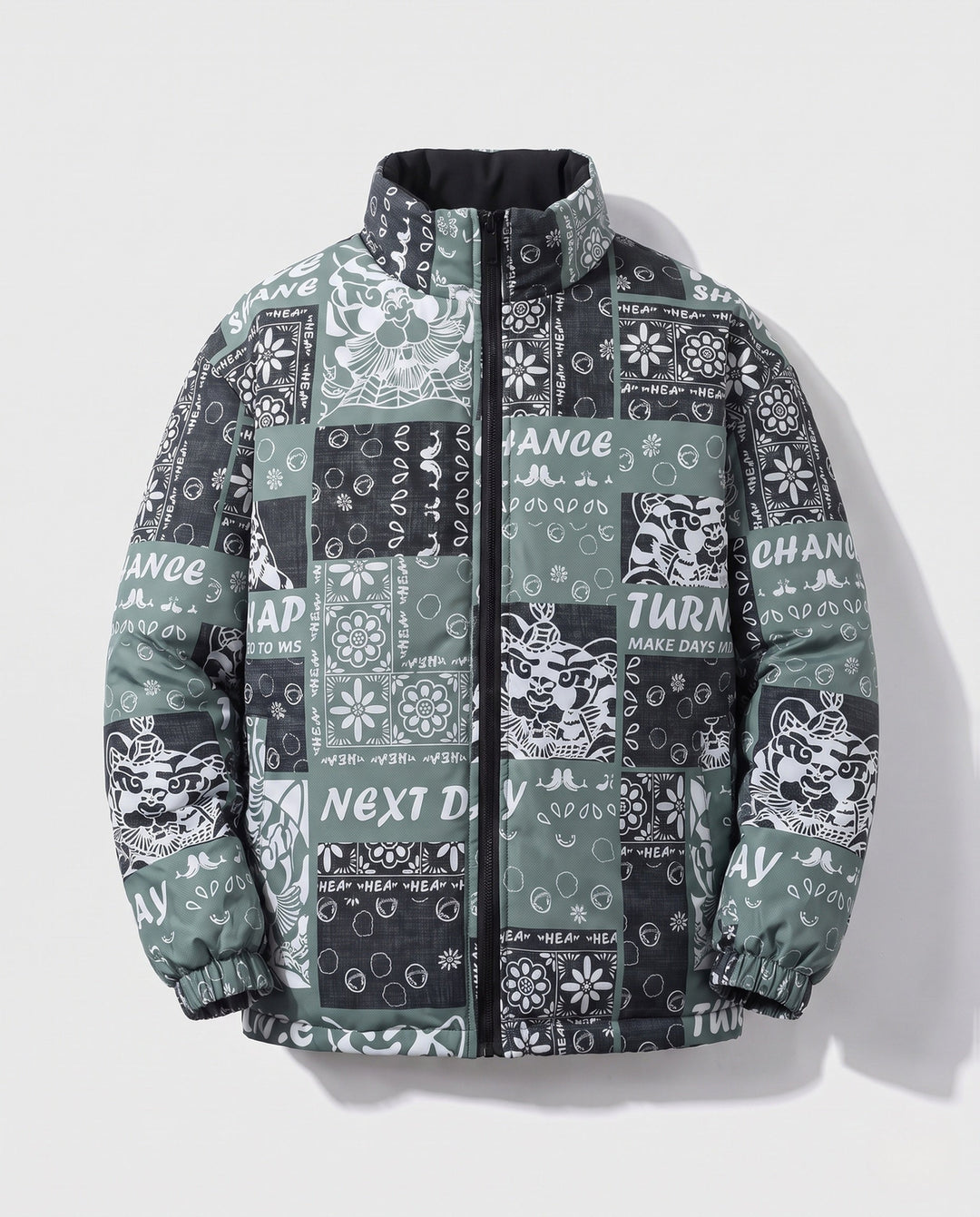Herr Patterned Puffer Jacka