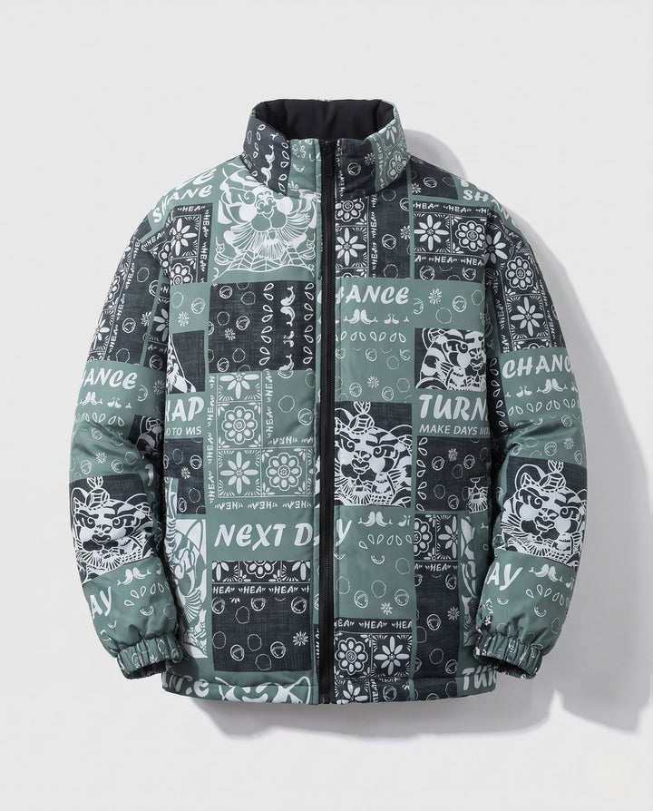 Herr Patterned Puffer Jacka