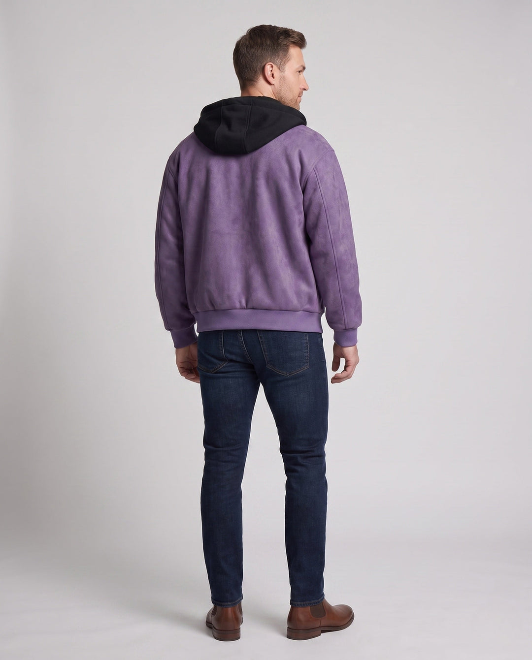 Herr Casual Jacka med Huva med Läder Look