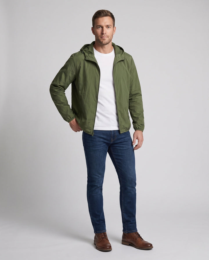 Herr Lätt Vindjacka Jacka med Justerbar Huva Design