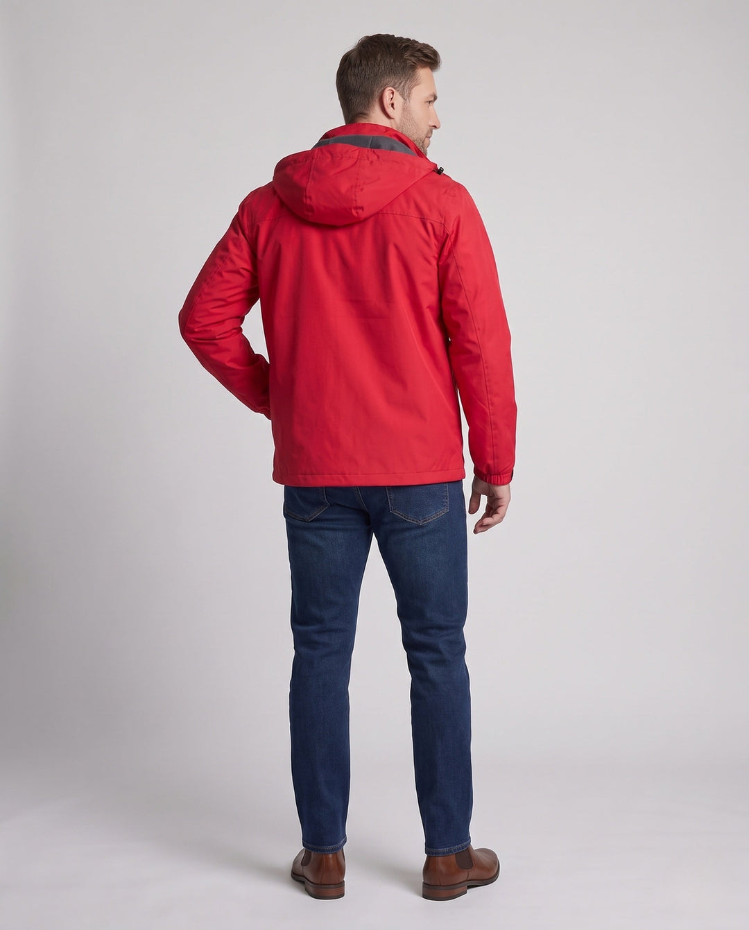 Herr Minimalistic Softshell Regnjacka med Dragsko Huva och Moisture-Wicking Membrane