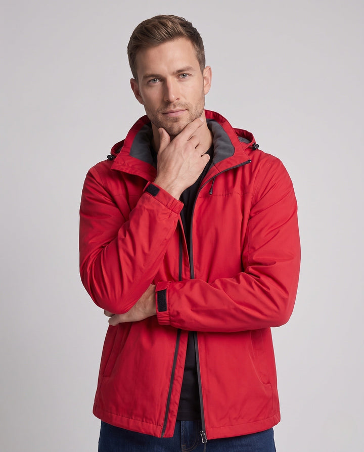 Herr Minimalistic Softshell Regnjacka med Dragsko Huva och Moisture-Wicking Membrane