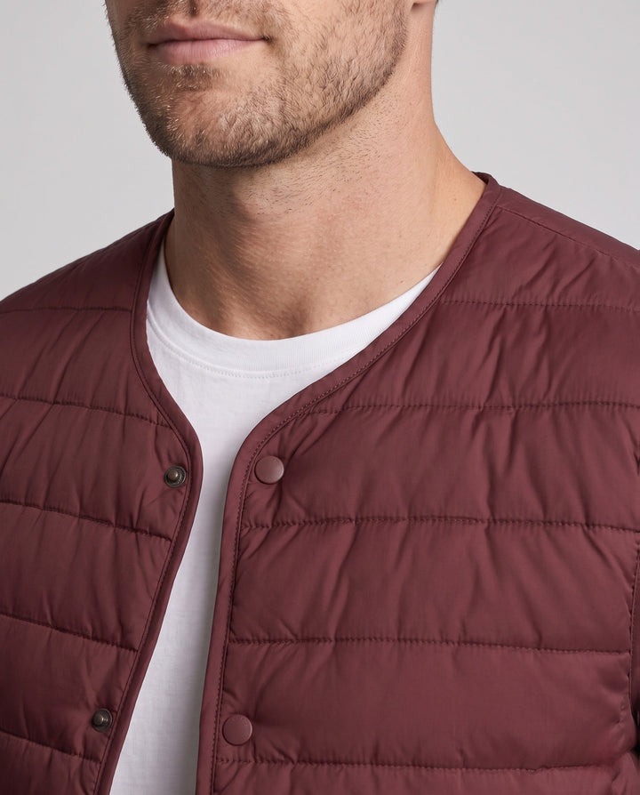 Herr Sleeveless Vadderad Väst med Lätt Dun Look och Snap Knäppning