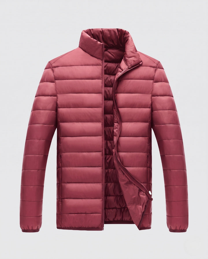 Herr Compact Packable Quiltad Övergångs Jacka med Stående Krage och Termisk Filling