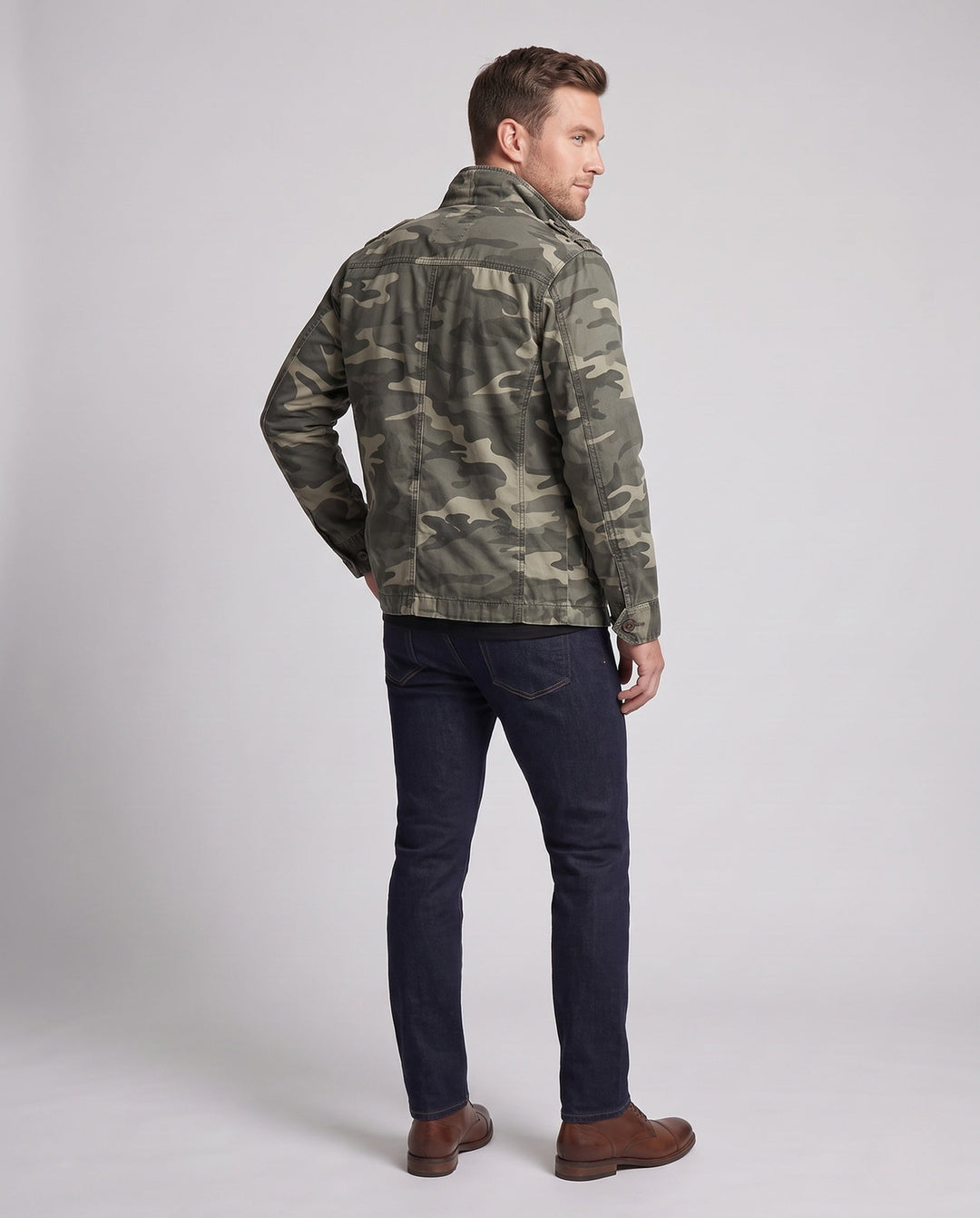 Herr Utility Parka med Huva, Quiltad Foder och Flera Fickor