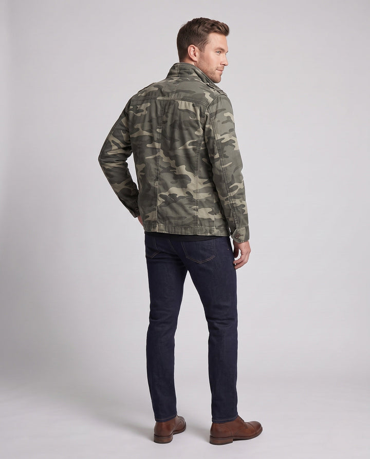 Herr Utility Parka med Huva, Quiltad Foder och Flera Fickor