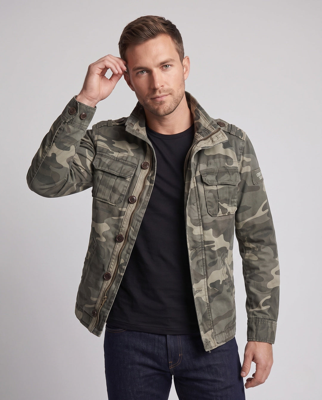 Herr Utility Parka med Huva, Quiltad Foder och Flera Fickor