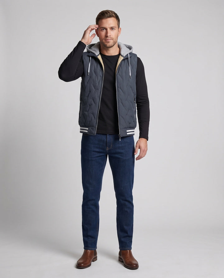 Herr Termisk Fleece Väst med Huva
