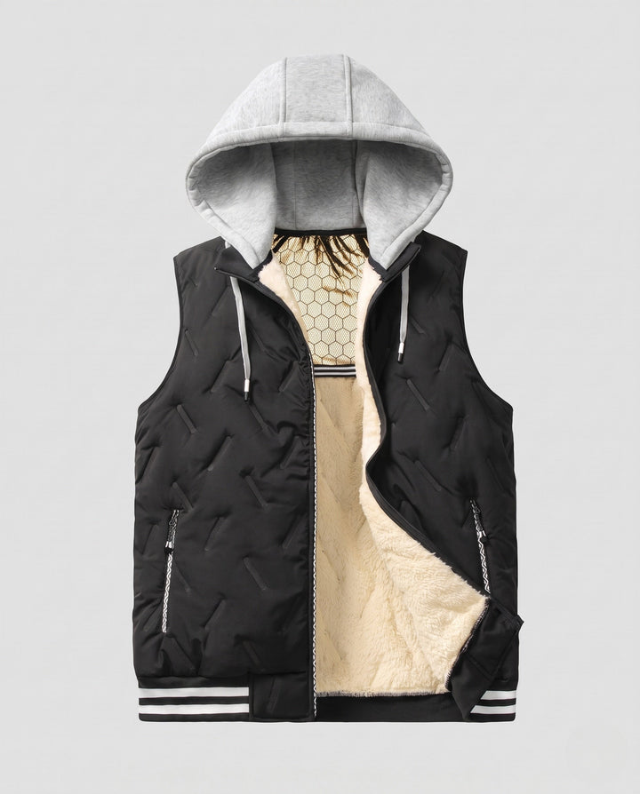 Herr Termisk Fleece Väst med Huva