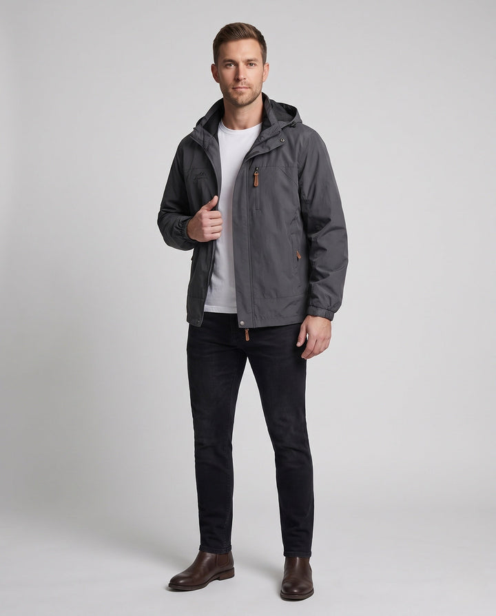 Herr Weatherproof Utomhus Jacka med Justerbar Huva